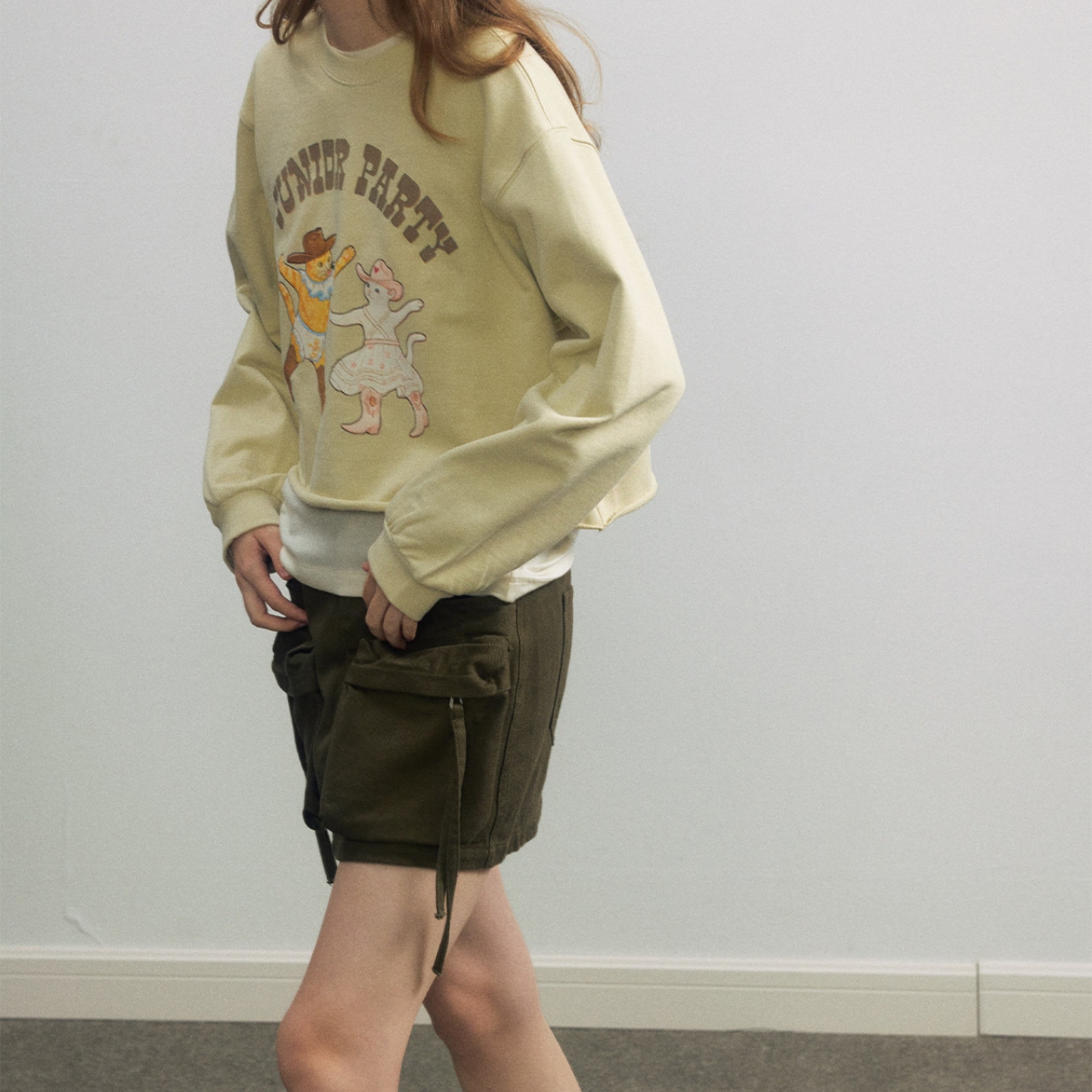 Cropped Printed Design Sweat【3color】 T3589