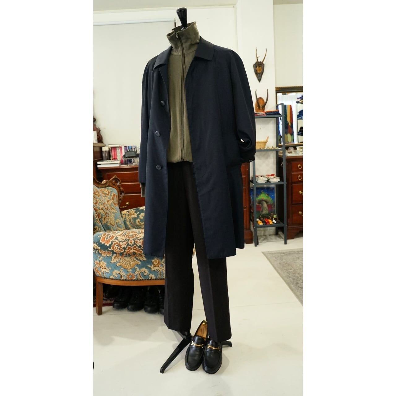 GIVENCHY ステンカラーコート ネイビー(表記S・実寸L相当)|NA412