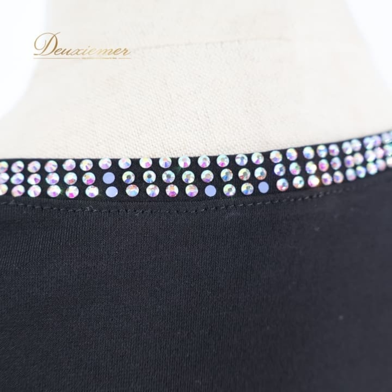 社交ダンス 衣装 トップス ブラウス ブラック系 タカダンス TAKA DANCE 黒 ラインストーン 練習 レッスン 伸縮 ストレッチ 透け感 上品 かわいい キラキラ ダンス衣装 ステージ イベント パーティー