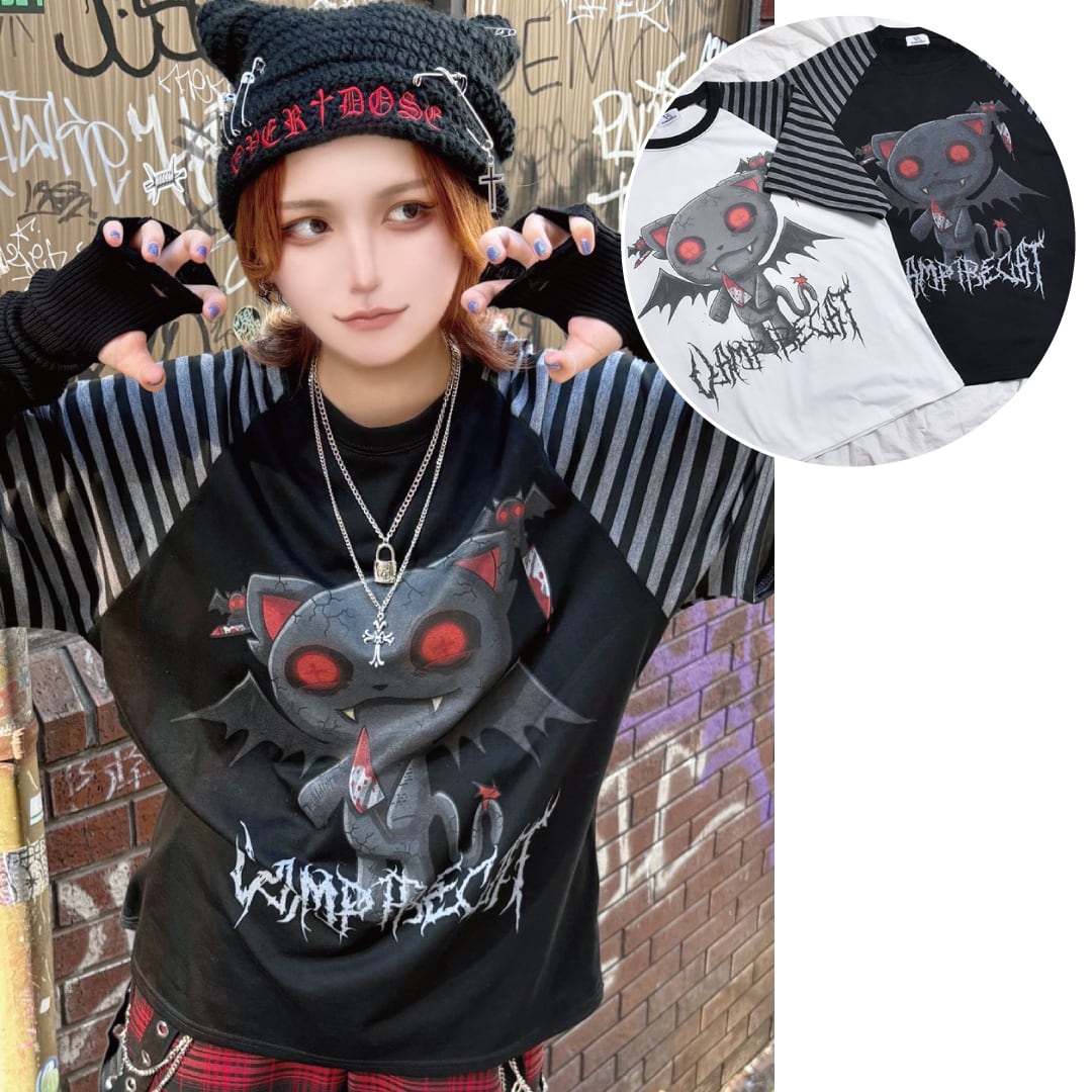 【4/10新着】VampireCatラグランTシャツ