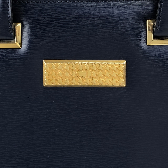 Christian Dior クリスチャン ディオール ハンドバッグ ネイビー CDプレートロゴ レザー ミニバッグ vintage ヴィンテージ オールド tx5uyv