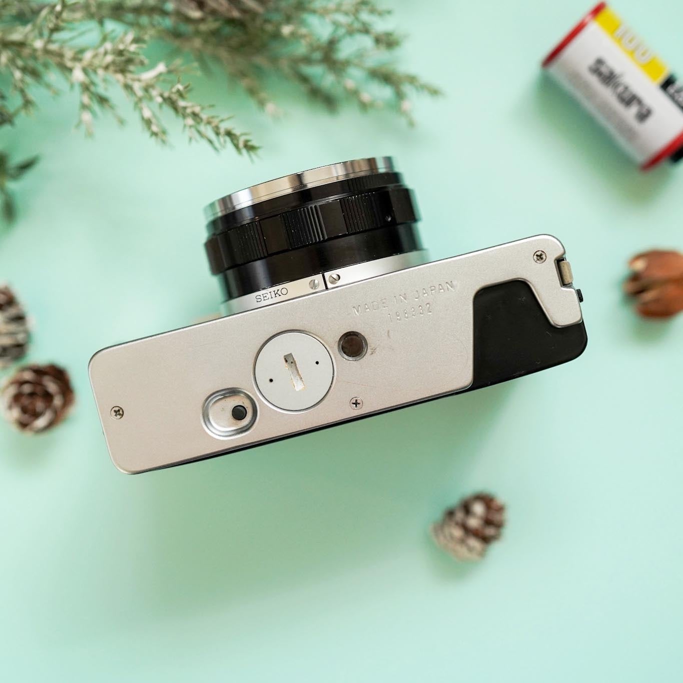 デニムブルー Olympus 35DC レトロフィルムカメラ 青 天然木材 デニムブルー Olympus 35DC レトロフィルムカメラ 青 天然木材