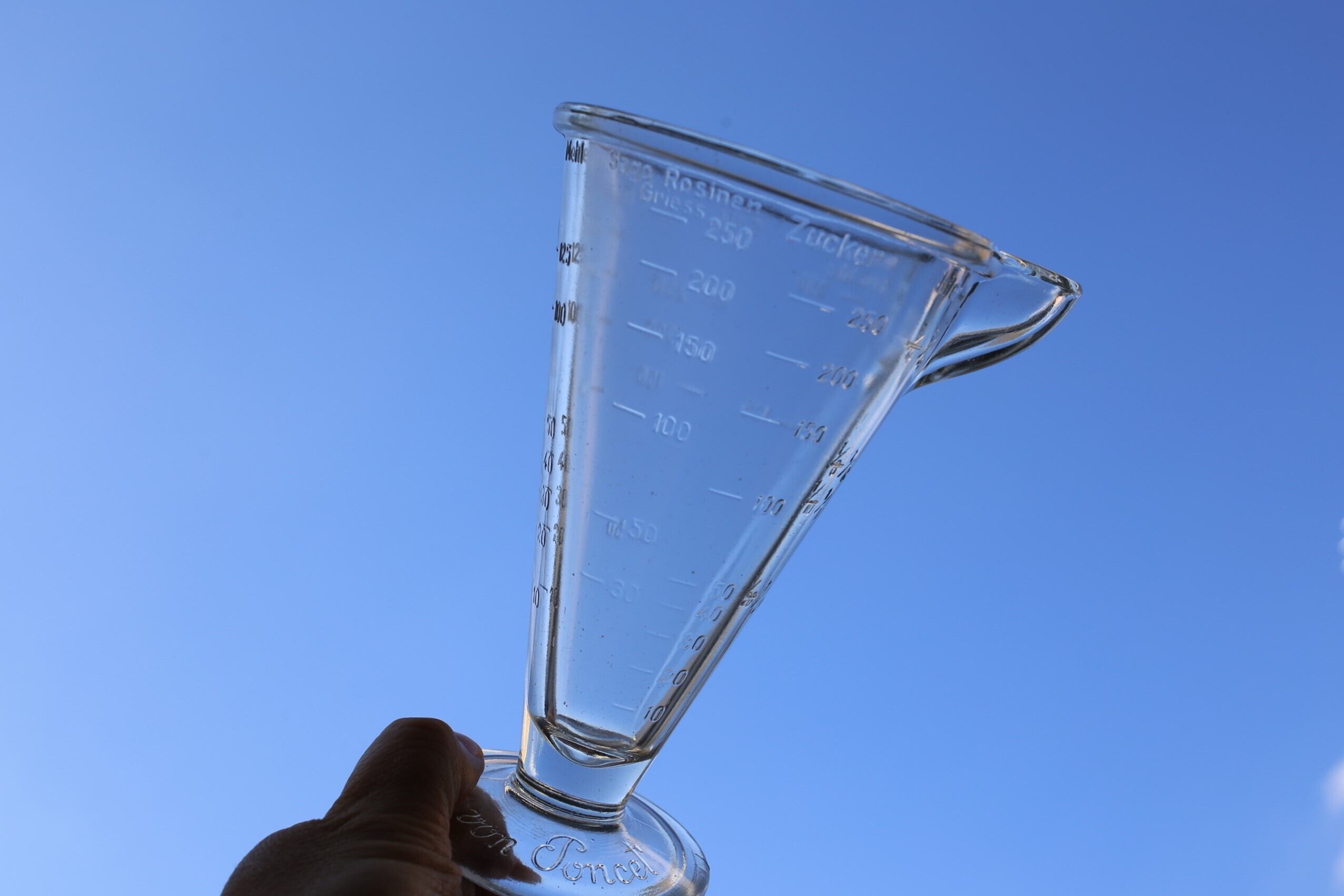 ドイツ アンティーク ヴィンテージ ガラス メジャーカップ 計量グラス 口付き N-05187