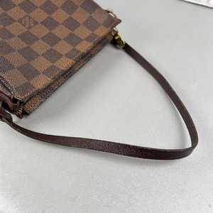 LOUIS VUITTON ヴィトン ダミエ　メイクポーチ レザー ハンドバッグ ブラウン A-13725