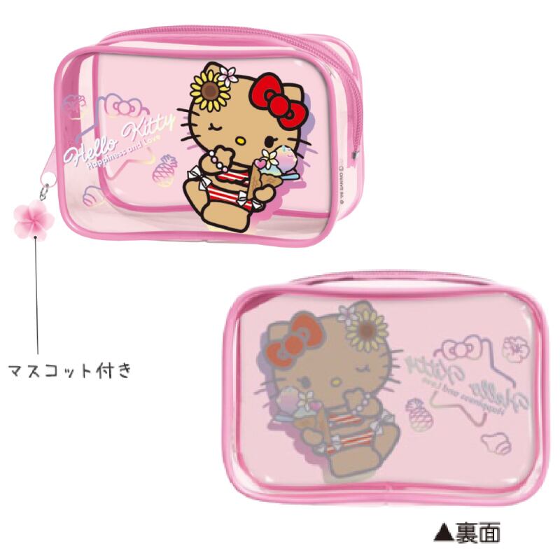 ハローキティ トロピカル柄 クリアポーチ ペンケース ハローキティ クリアボックスペンケース きらめきトロピカル ペン