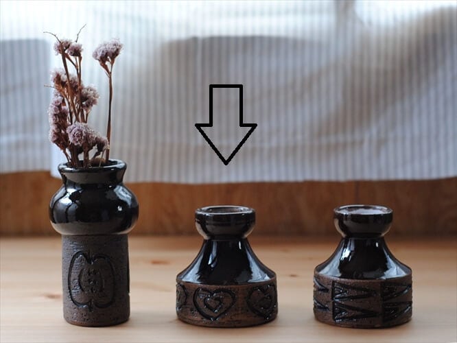 スウェーデン製 ヴィンテージ Laholm ラホルム ハート柄 陶器の花瓶 ...