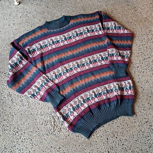 アルパカ混 総柄セーター used [412072]
