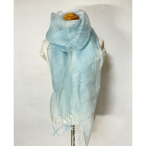 藍染シルクオーガンジーストール はごろも三重織/薄藍