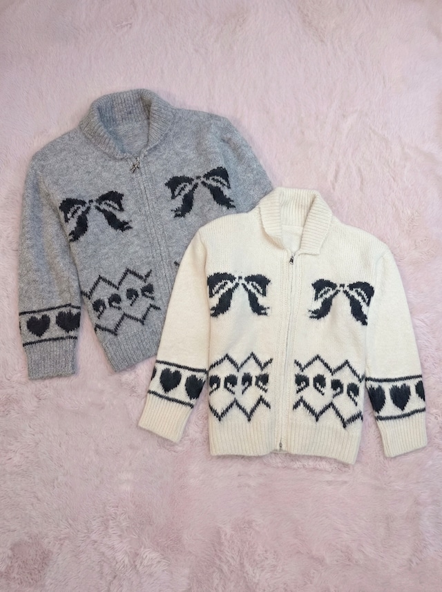 lovely ribbon zip knit