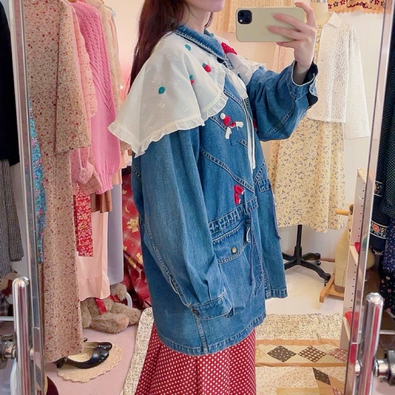 remake ✂︎ walking dwarf frill collar denim jacket