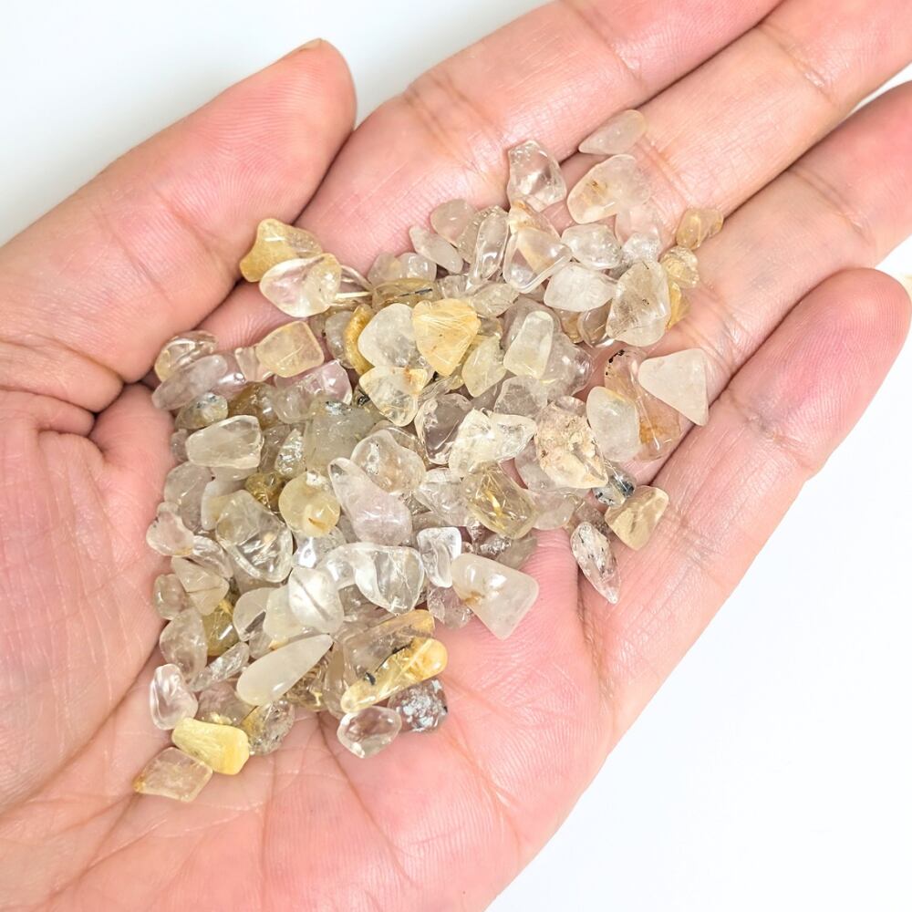 ルチルクォーツ (100g) 小粒タイプ 金針水晶 天然石さざれ石 穴無しチップ
