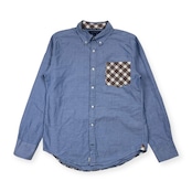 TOMMY HILFIGER トミーヒルフィガー NEW YORK FIT エルボーパッチ BD ボタンダウン オックスフォード 長袖シャツ XL/ブルー メンズ