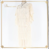 社交ダンス 衣装 ラテン ドレス ワンピース 白 フリンジ デモ 競技 ダンス パーティ 発表会 レース アイボリー オフホワイト ホワイト系 飾り きらめき エレガント フェミニン 上品 パフォーマンス 競技用舞台用