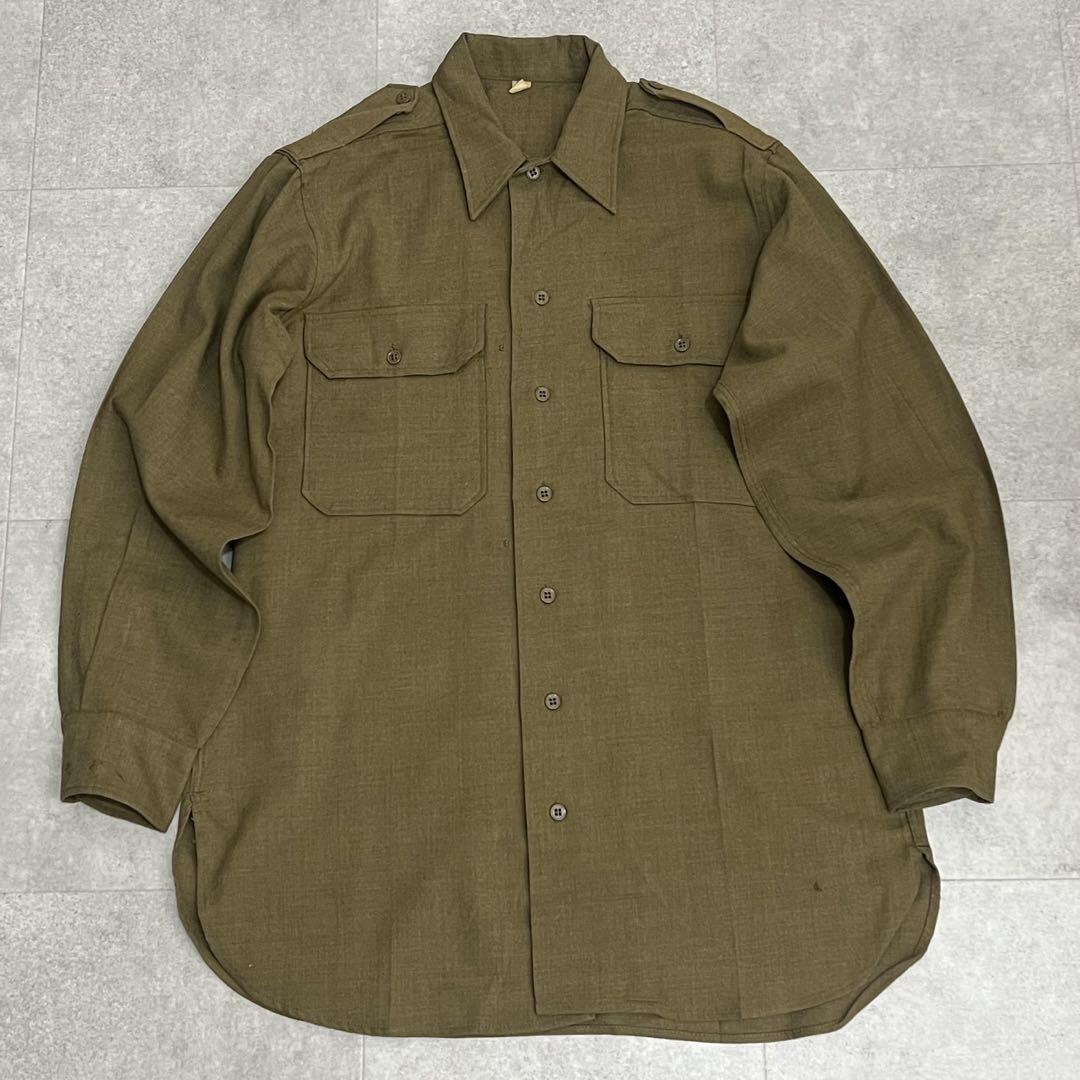 希少 アメリカ軍 40s WW2 ガスフラップ マスタードシャツ ウール 希少 アメリカ軍 40s WW2 ガスフラップ マスタードシャツ ウール