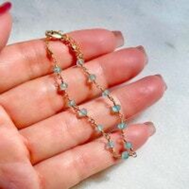 【超美石】アパタイト　ブレスレット（14Kgf製）5475