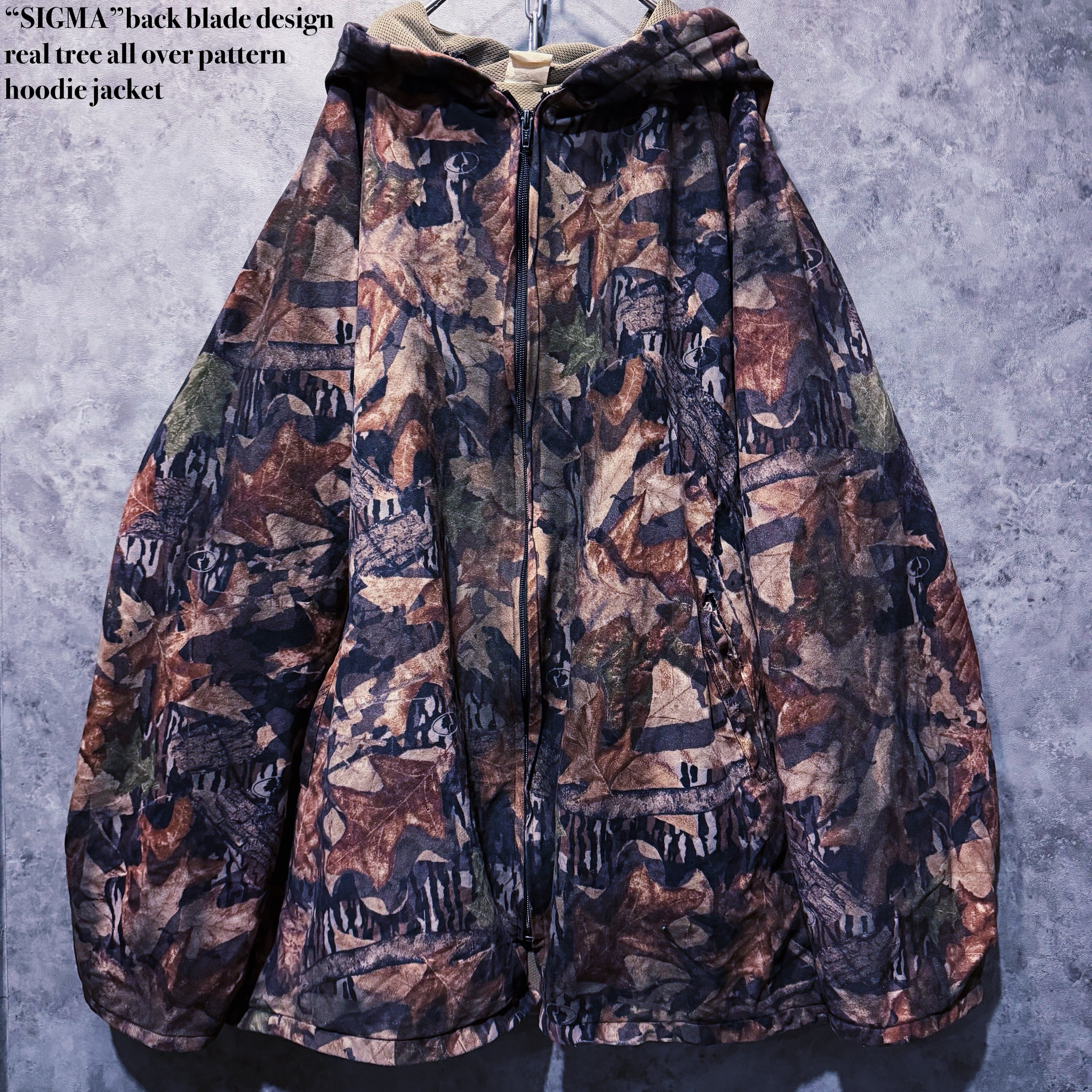 【 doppio】“SIGMA”back blade design real tree all over pattern hoodie jacket