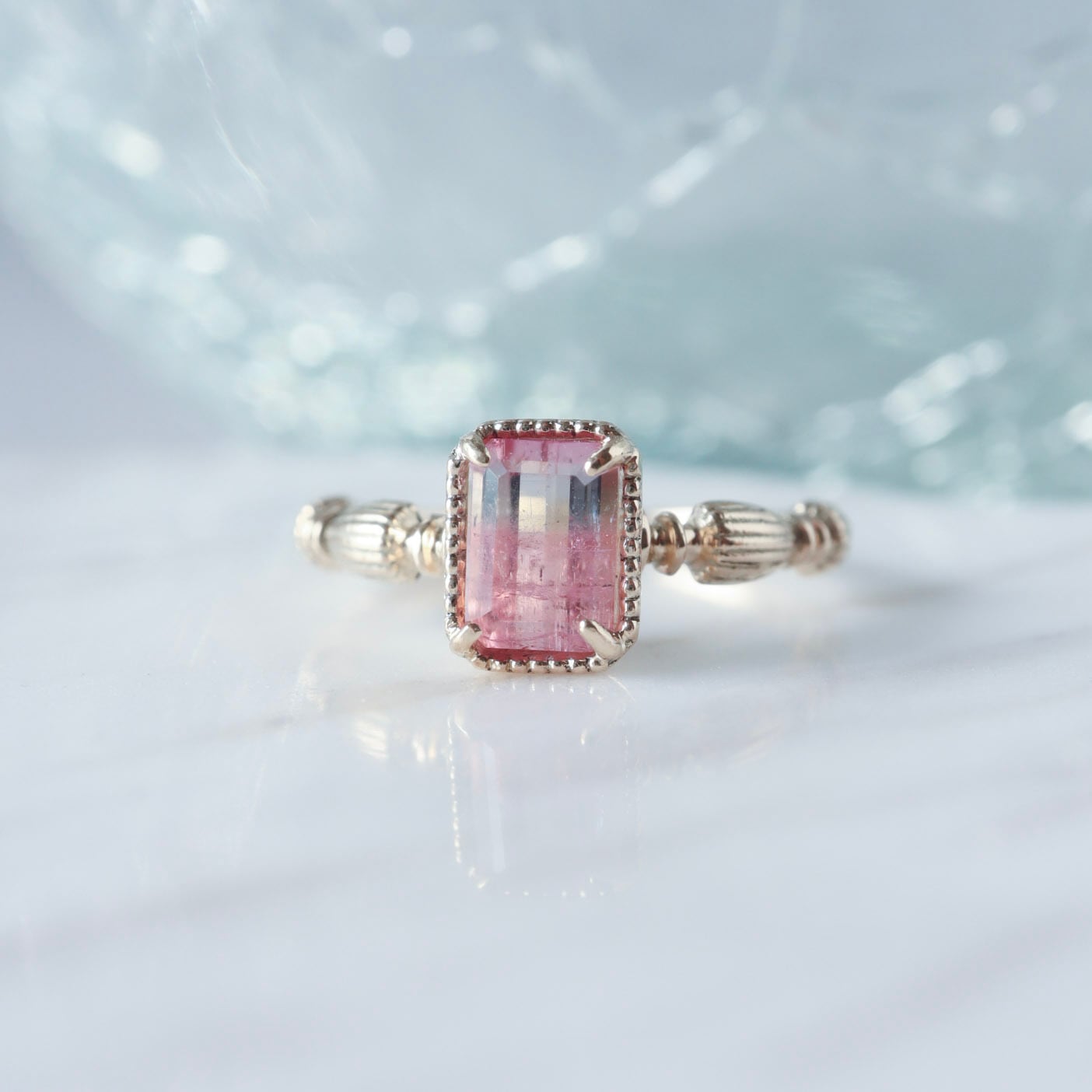 優しいピンク色 バイカラートルマリン リング【1点限定】