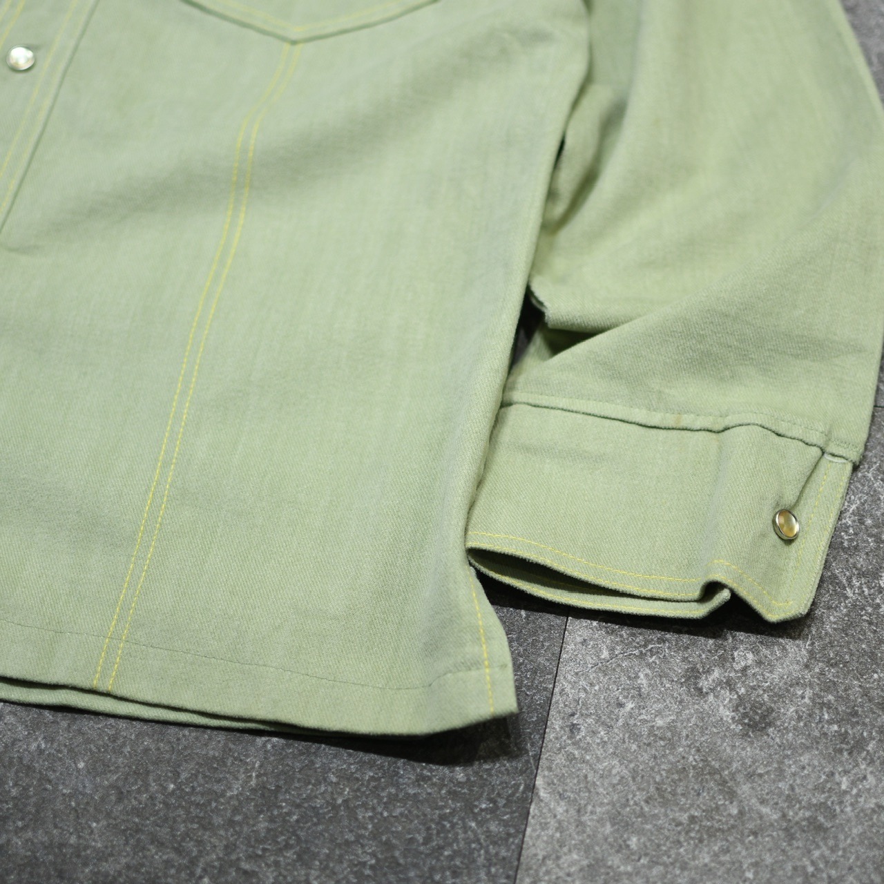 70's cotton shirt jacket lime green