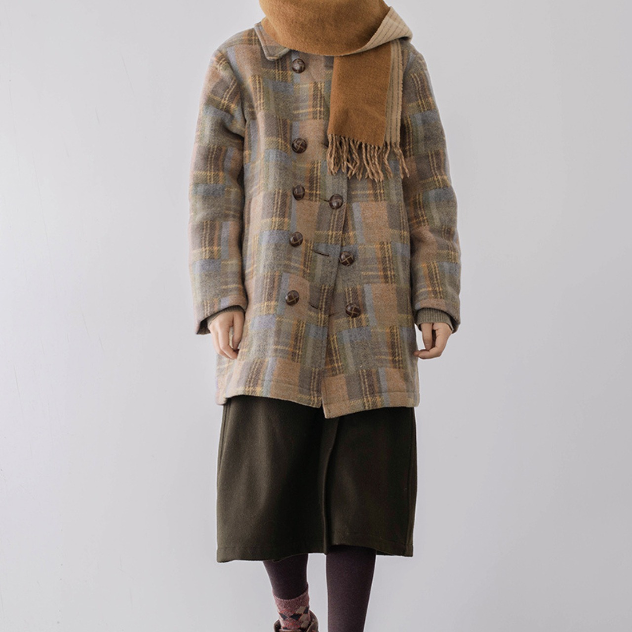 ダブルブレスト チェック柄コート   F0054 - 4