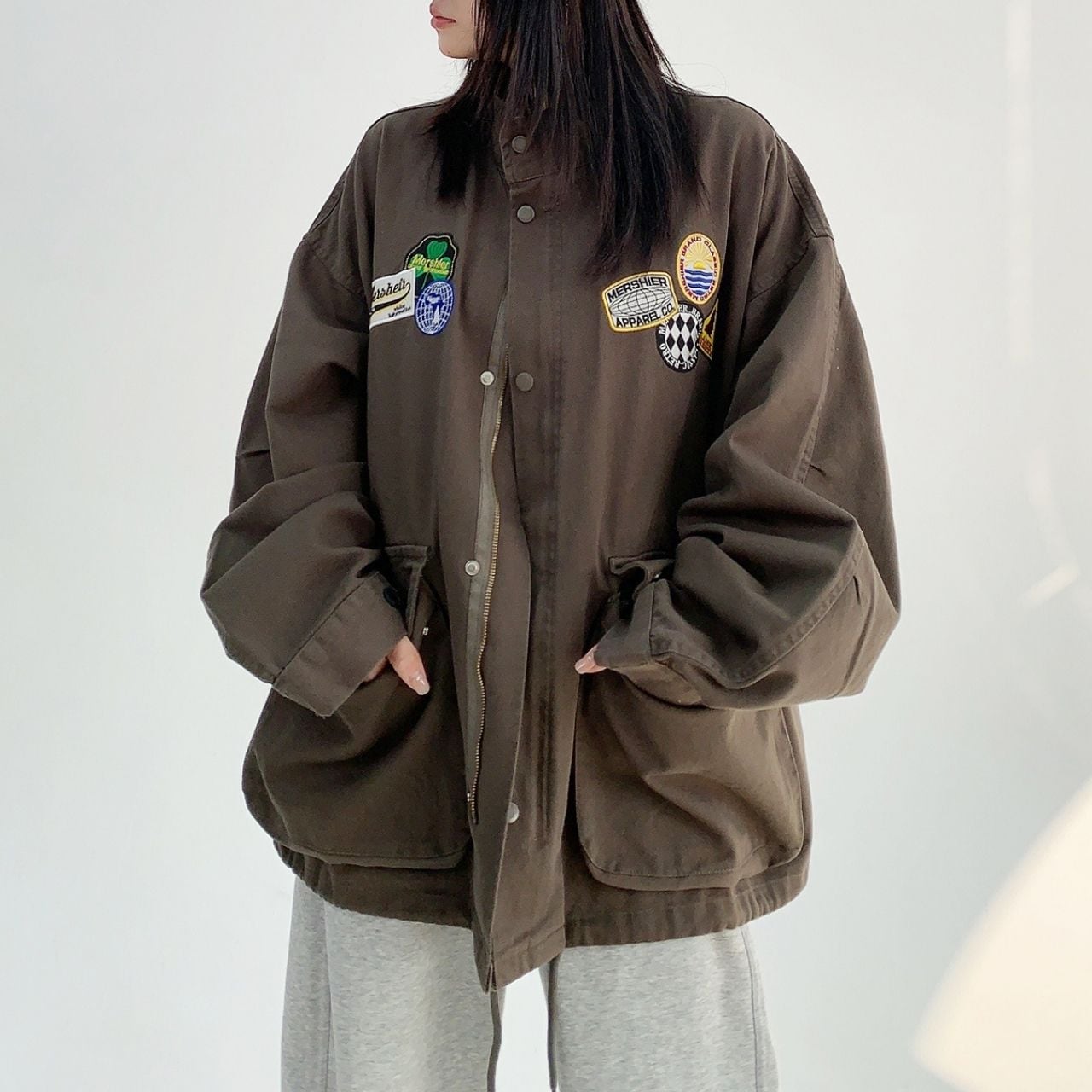 ワッペンデザインミリタリーブルゾン R00795