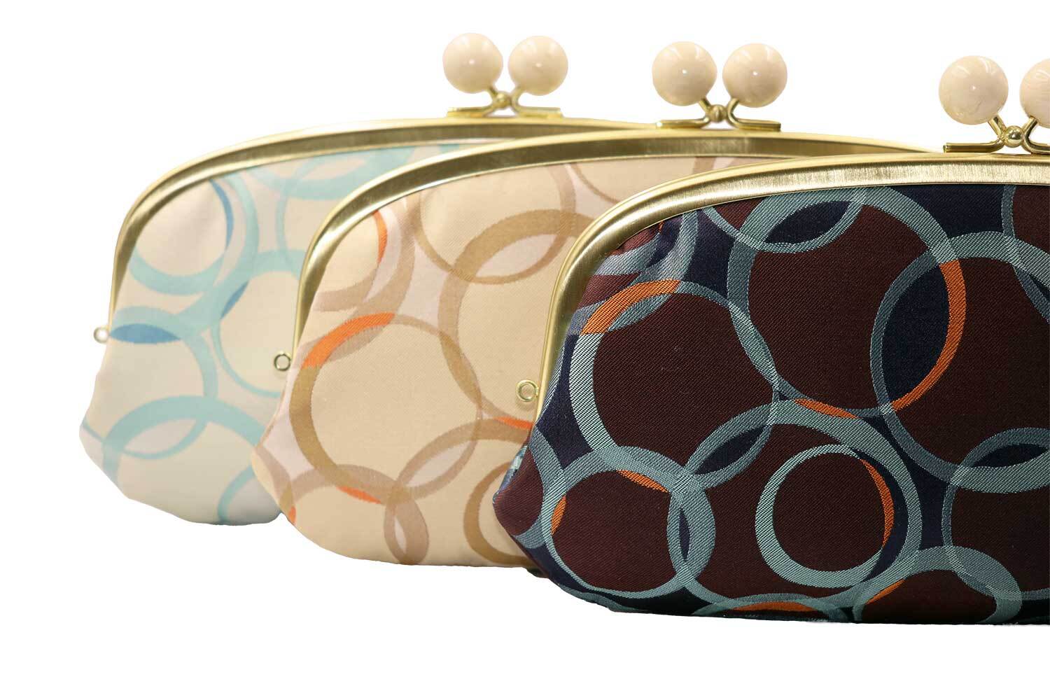 西陣織・がま口長財布・伝統工芸・親子がま口・大容量・バブルドット