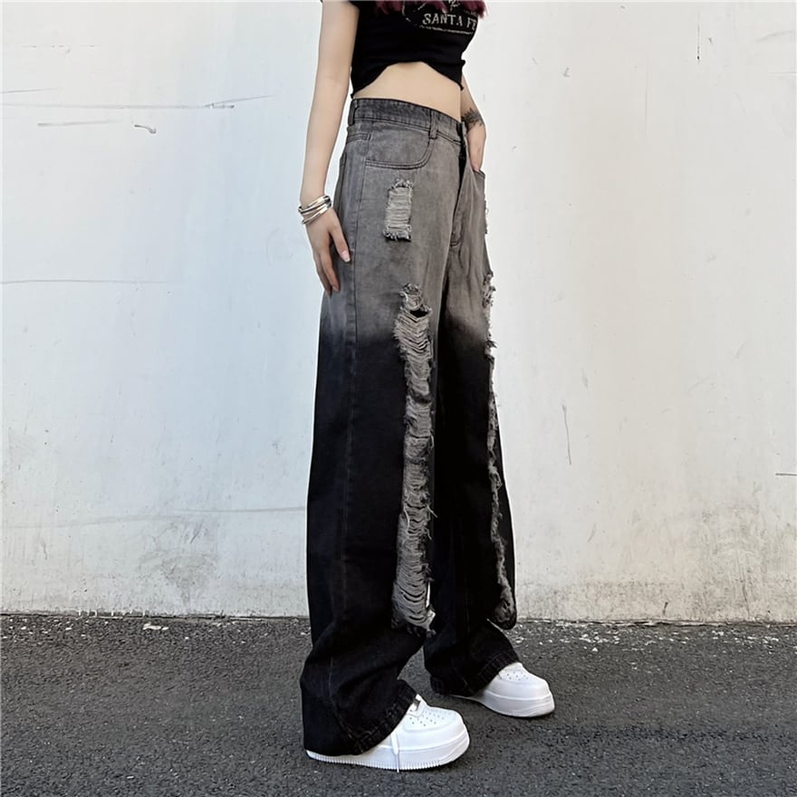 デニム クラッシュデニム パンツ グラデーション ヒップホップ｜天使と