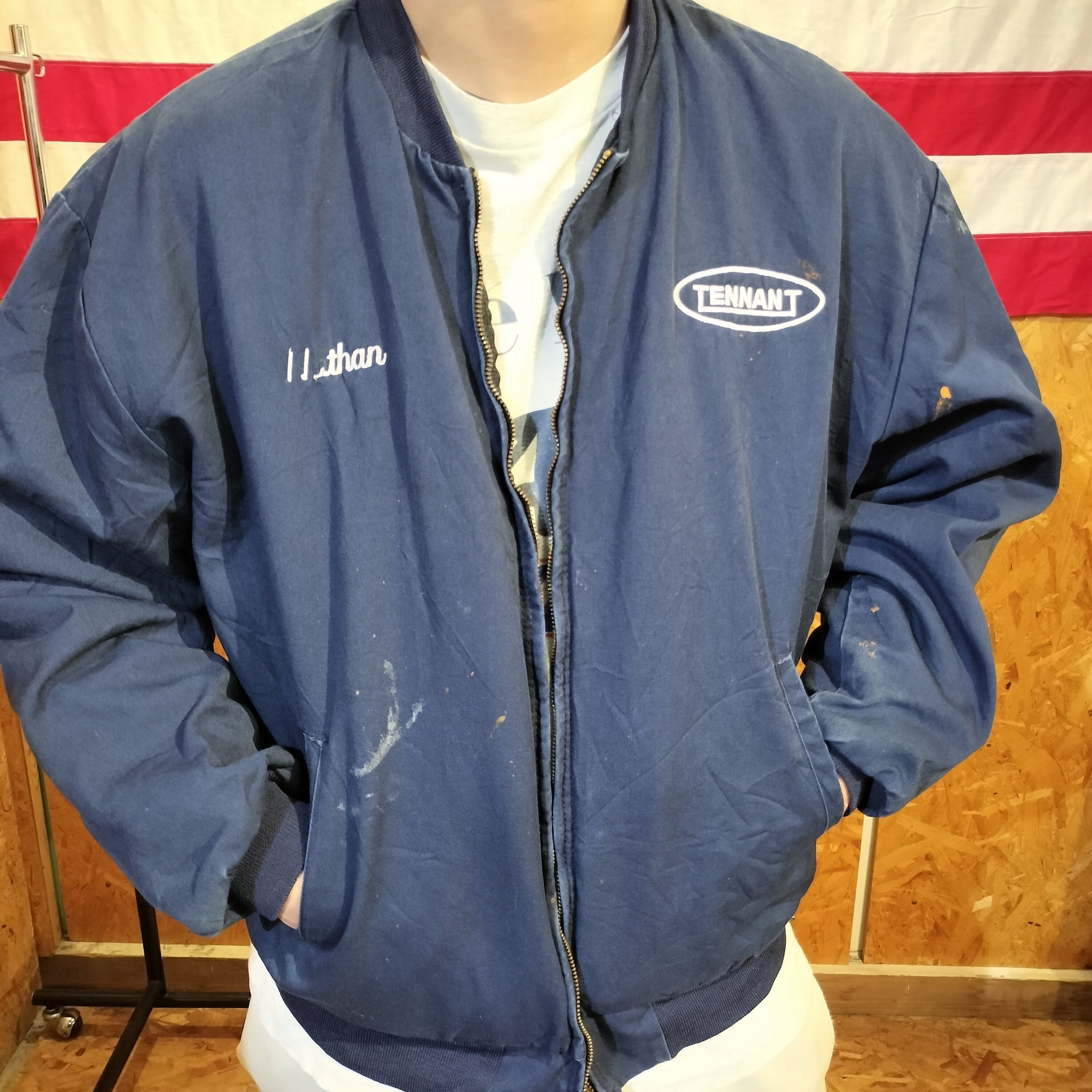 Used ジャケット◆XL 濃紺 WearGuard ワークジャケット 刺繍◆ヴィンテージ USA古着