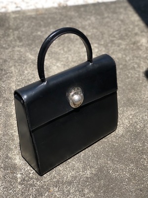 CELINE セリーヌ　スターボール　レザー　トップハンドル　ハンドバッグ　ブラック×シルバー　vintage　ヴィンテージ　オールドセリーヌ　sdwybh