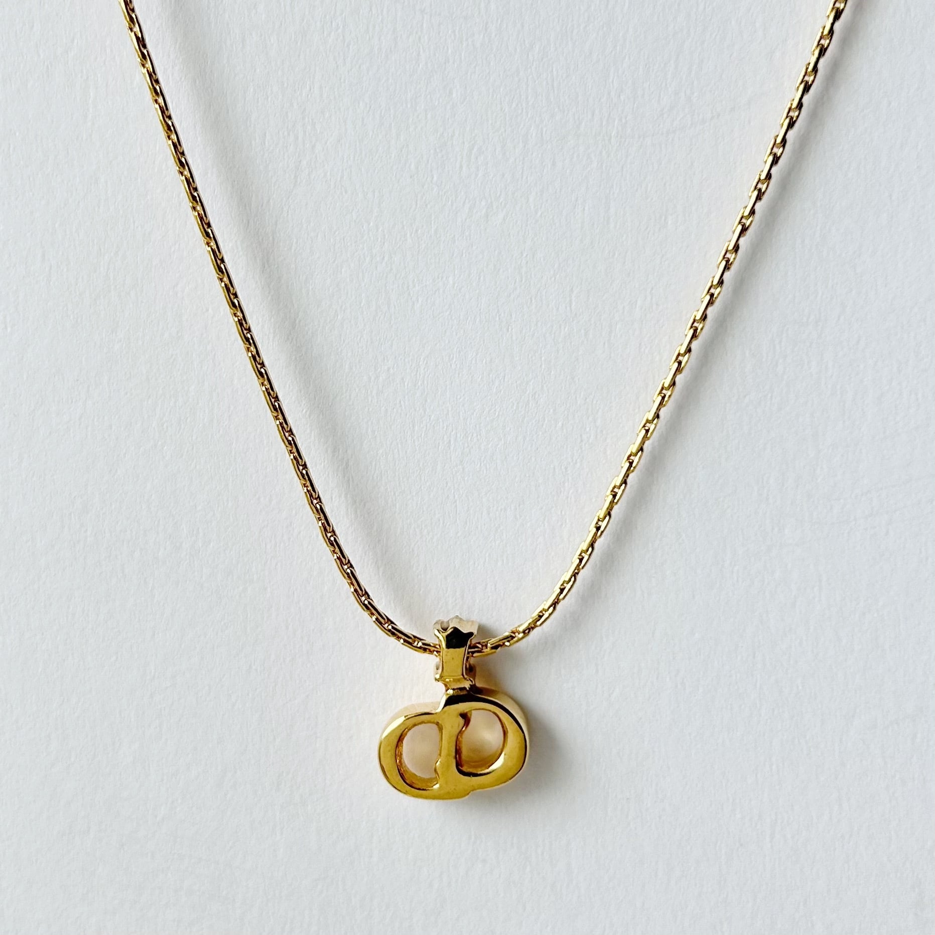 N8007】Christian Dior one stone logo necklace/クリスチャン