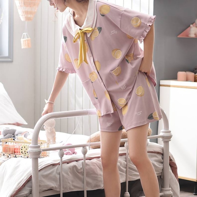 セーラーカラー レモンシャツ&パンツ set up*L-509