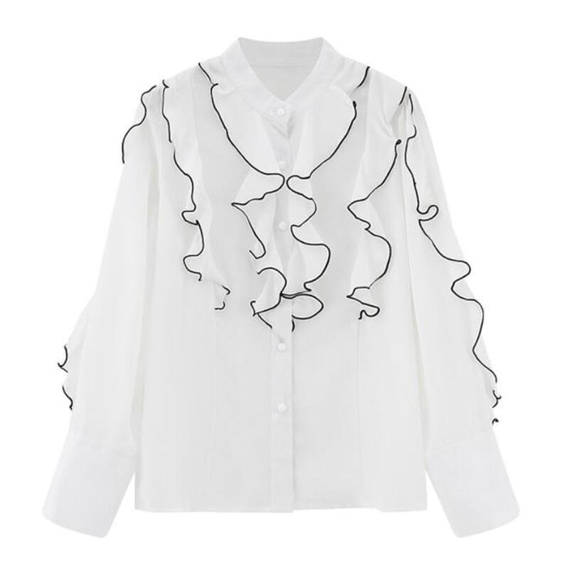 サブカル 服 地雷系 通販 モード系 春服 シャツ ブラウス シフォン 大人きれいめ レースフリル ホワイト おしゃれ着 ゴシック ロリータ