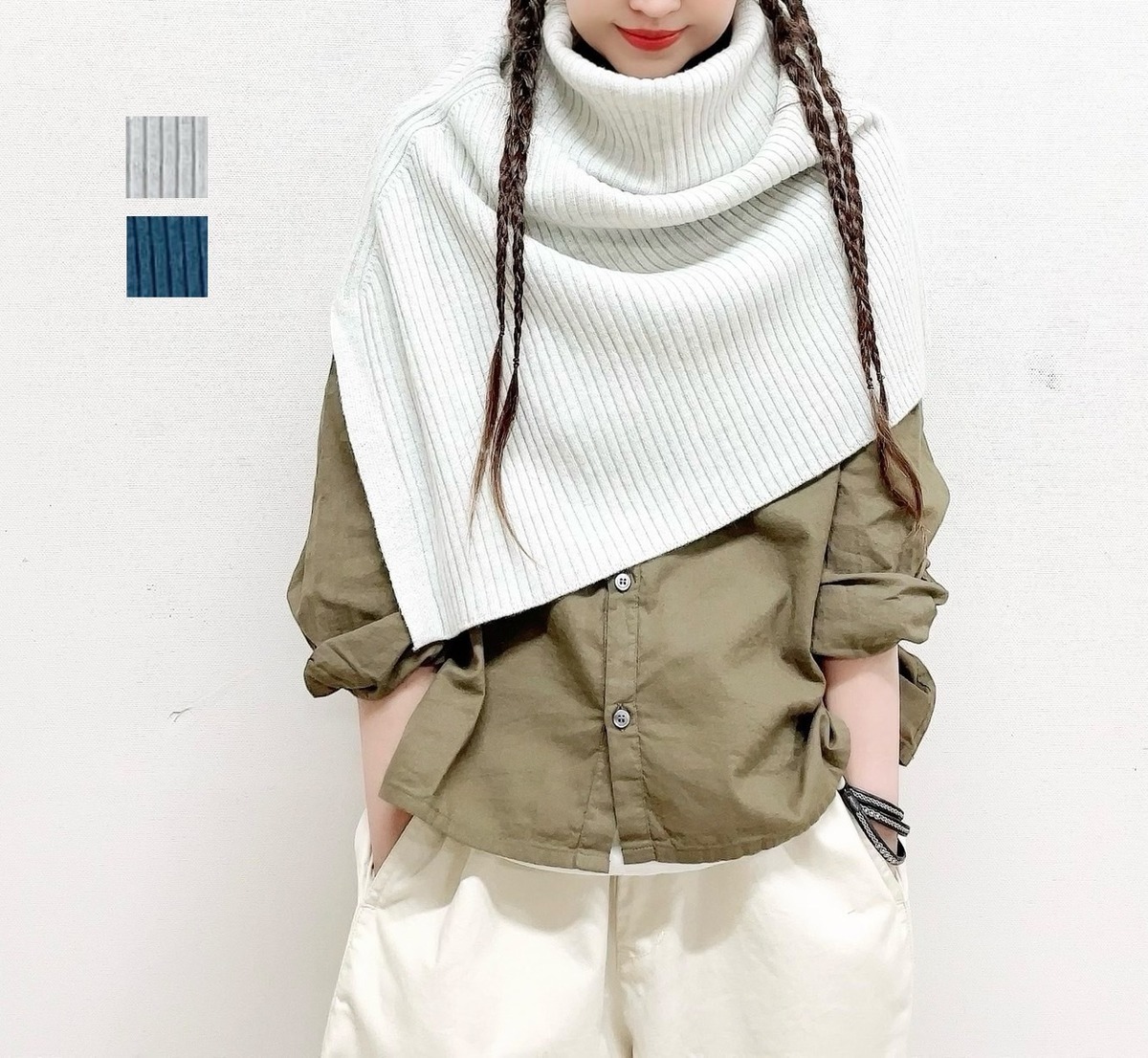 prit】2/23ウール12G天竺編みケープ / P905109 | syozikiya online shop