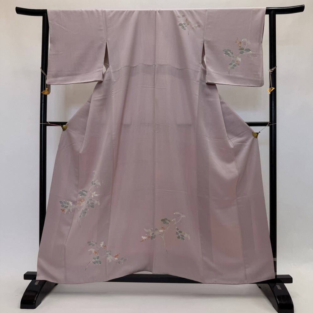 訪問着 付け下げ 薄い紫 花柄 裄63.5cm S サイズ 礼装 正絹 結婚式 6328