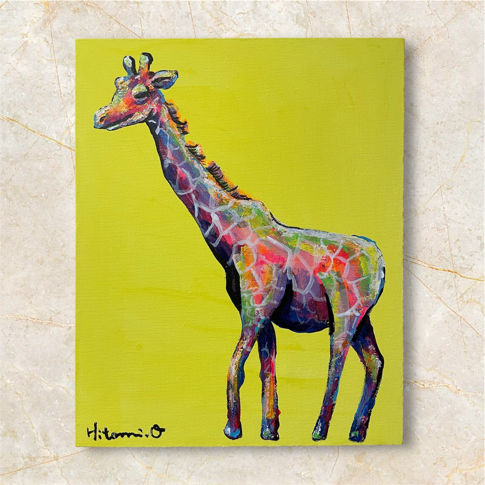 A-130/24】動物画 ウミガメ 原画 絵画 現代アート キャンバス 真作