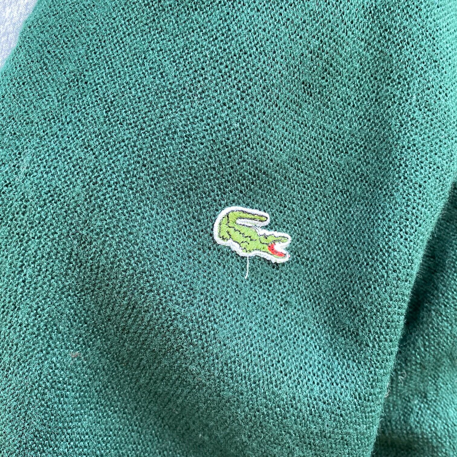 ヴィンテージ LACOSTE ラコステ アクリル ニットカーディガン メンズM