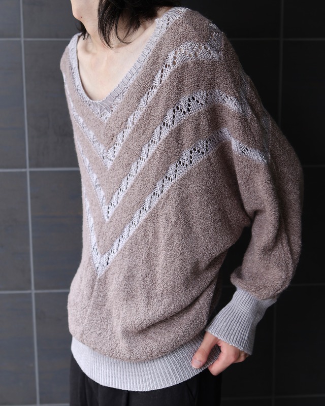 v-neck design rib knit