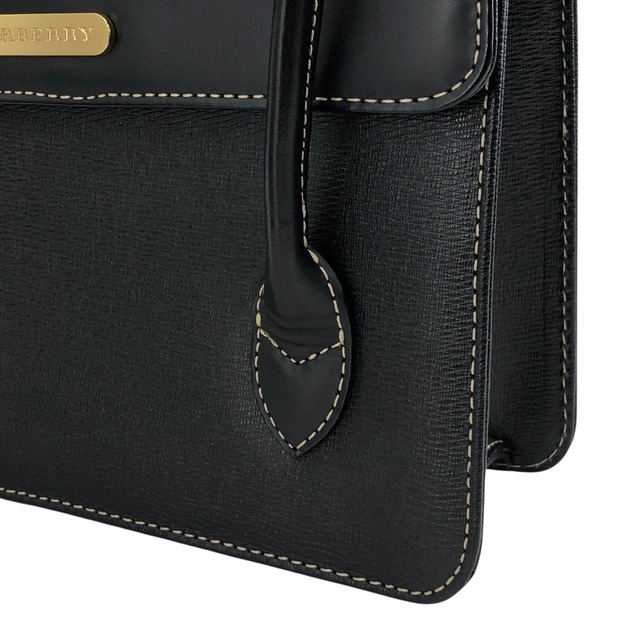 BURBERRY バーバリー ハンドバッグ ブラック ロゴ レザー コンビレザー vintage ヴィンテージ オールド 3ziibs
