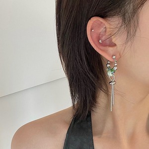 13CRUSH中華スタイル玉石タッセルピアス