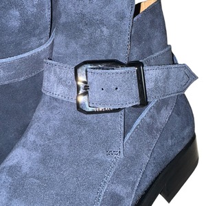 VERSACE blue suede belted boots