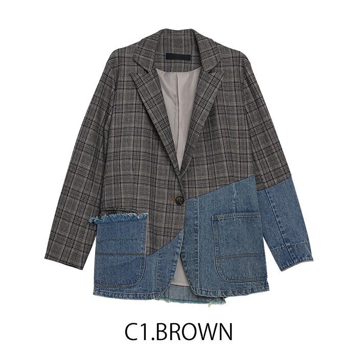 denimドッキングcheckテーラードjacket MRB 107 JAC micalle micalle