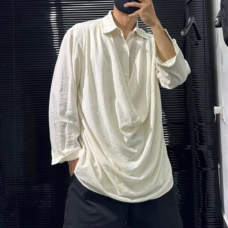 長袖 ドレープ風 オーバーサイズ シャツ 1color MTO0442