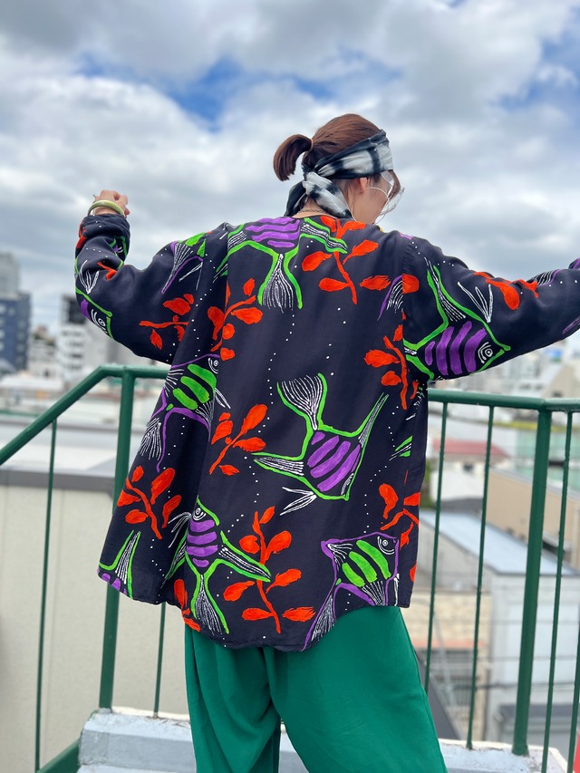 Vintage fish rayon jacket ( ヴィンテージ お魚 レーヨン ジャケット )
