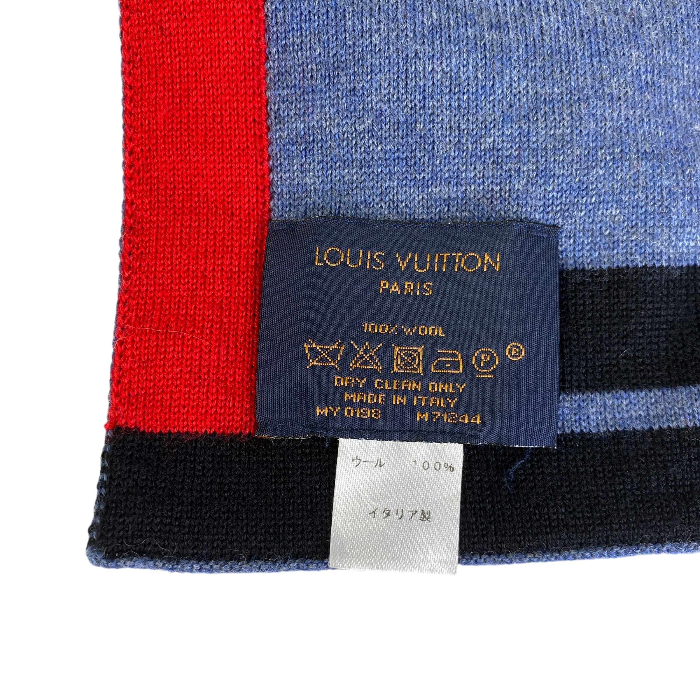 最終処分SALE】LOUIS VUITTON ルイヴィトン ウール マフラー ブルー A 