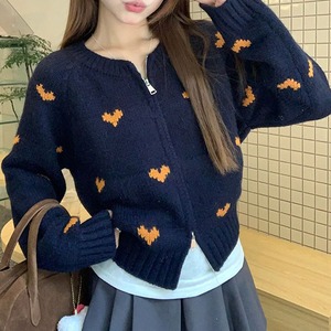 ハート柄 ニット カーディガン レディース 秋冬 韓国 トップス 羽織り 大人 かわいい おしゃれ きれいめ ゆったり 防寒 防風 保温 暖かい 大人可愛い 大人女子 【送料無料】
