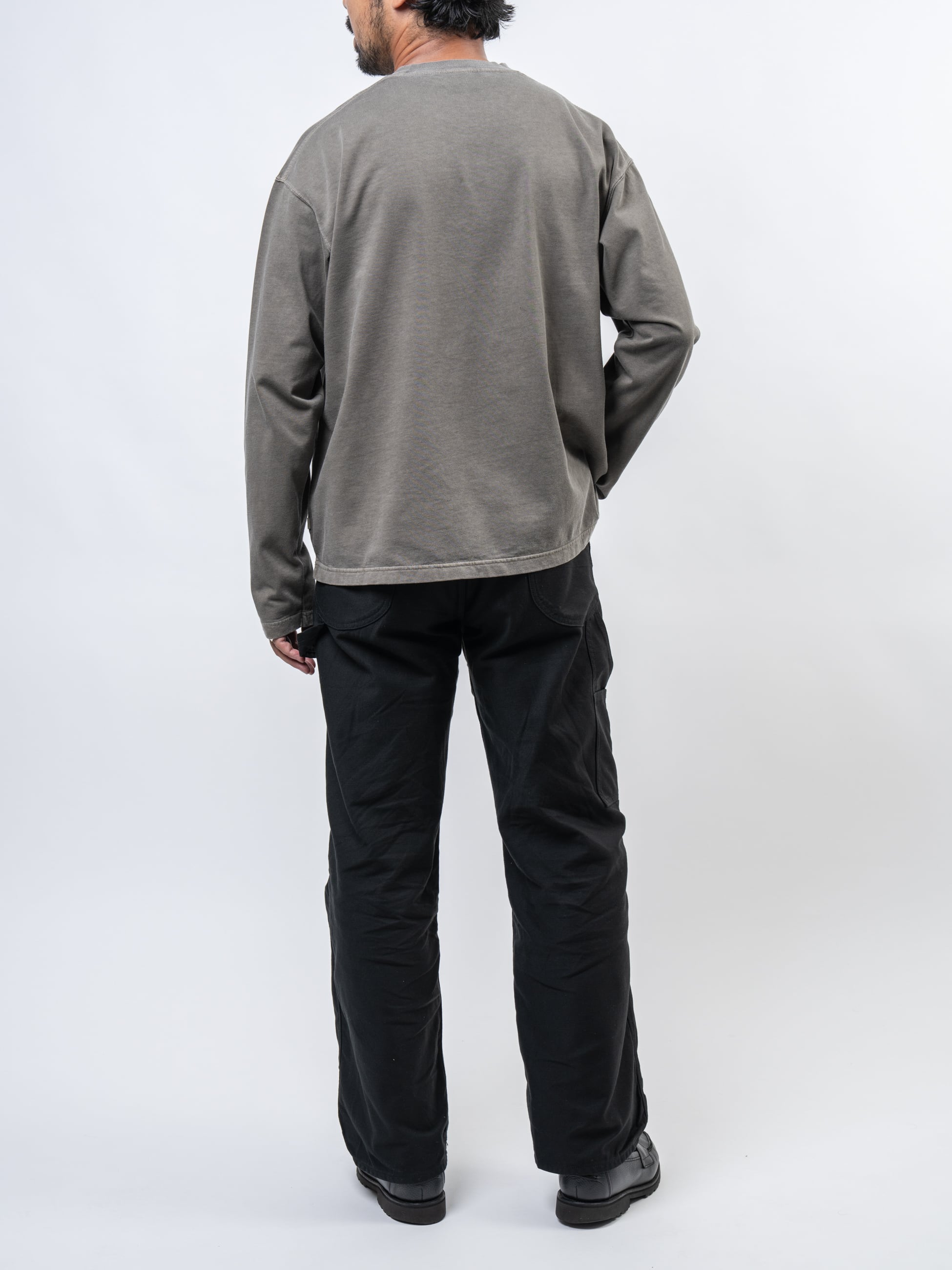 Organic Cotton Pigment Dyed Relax Fit Long Sleeve T-shirts (black