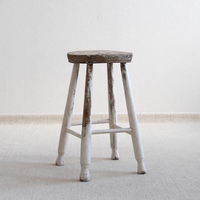 イギリス アンティーク ペイント丸スツール