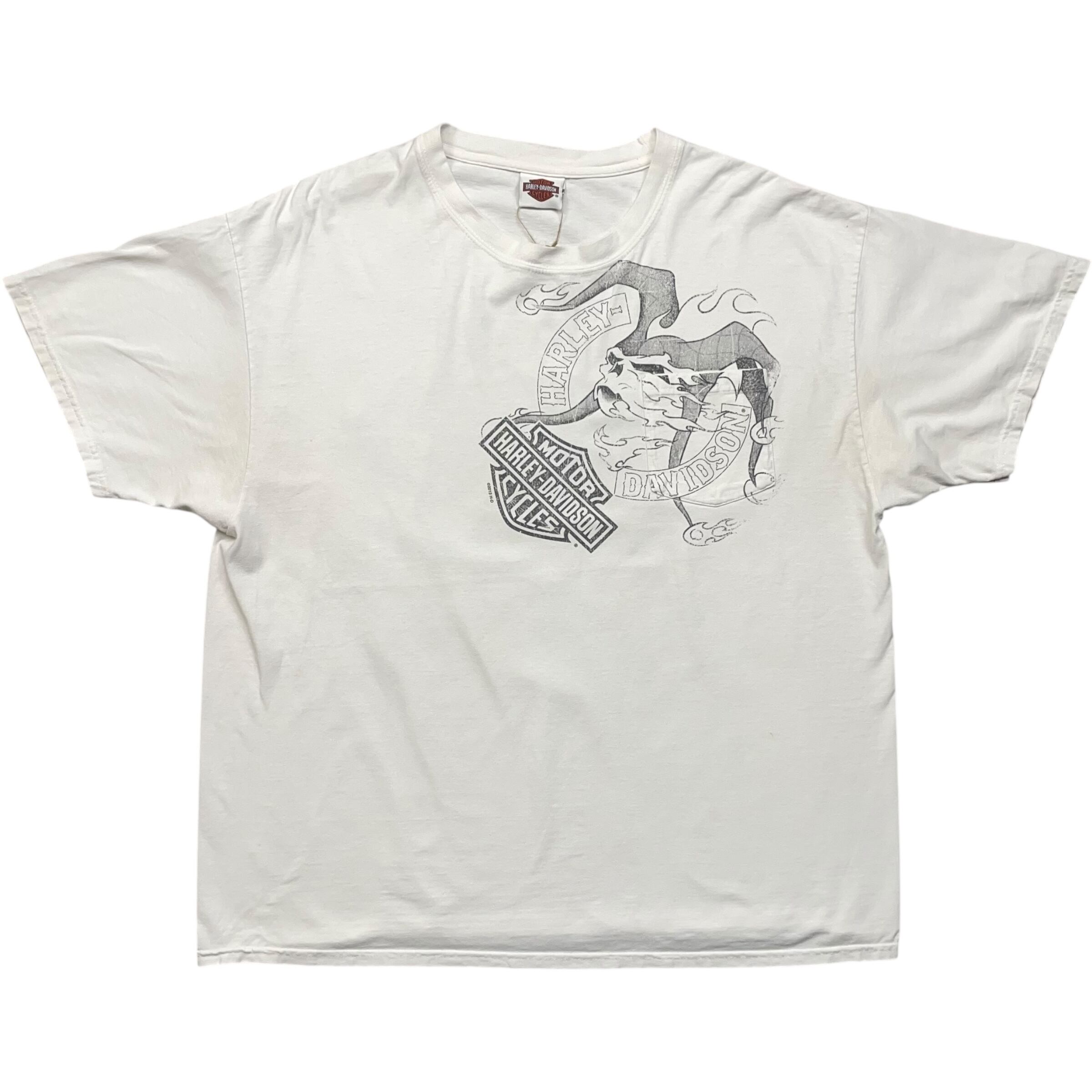 《XL》 Harley-Davidson ハーレーダビッドソン Tシャツ 胸ポケット スカル ホワイト no.8452