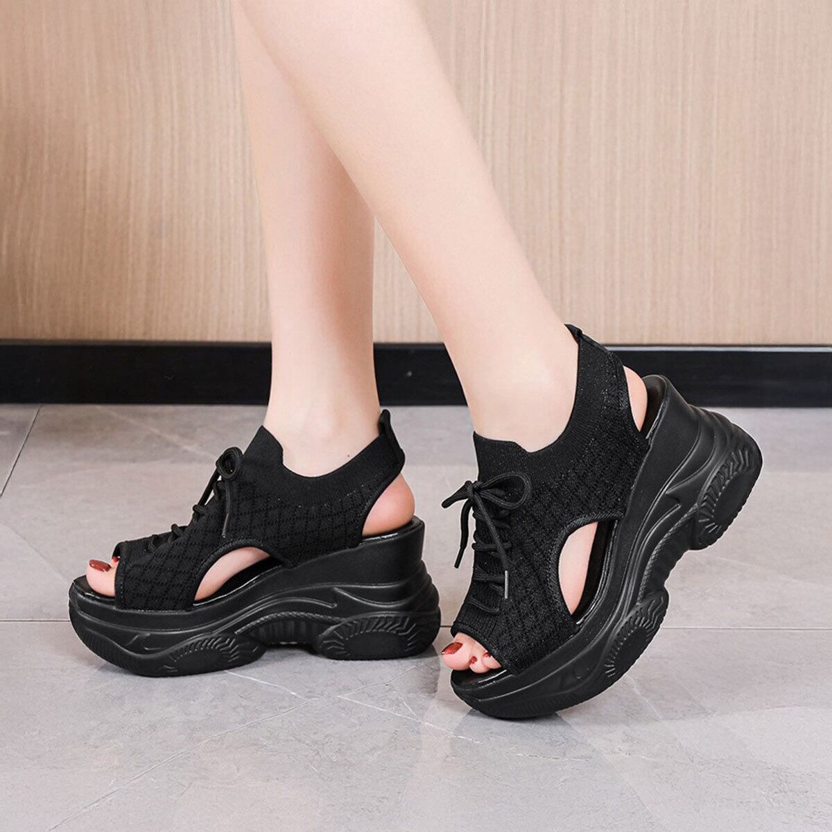 ニット サンダル レディース 春夏 厚底 韓国 スポーツサンダル 通気性 軽量 おしゃれ 大人 カジュアル 履きやすい 歩きやすい 痛くない 大人可愛い 大人女子