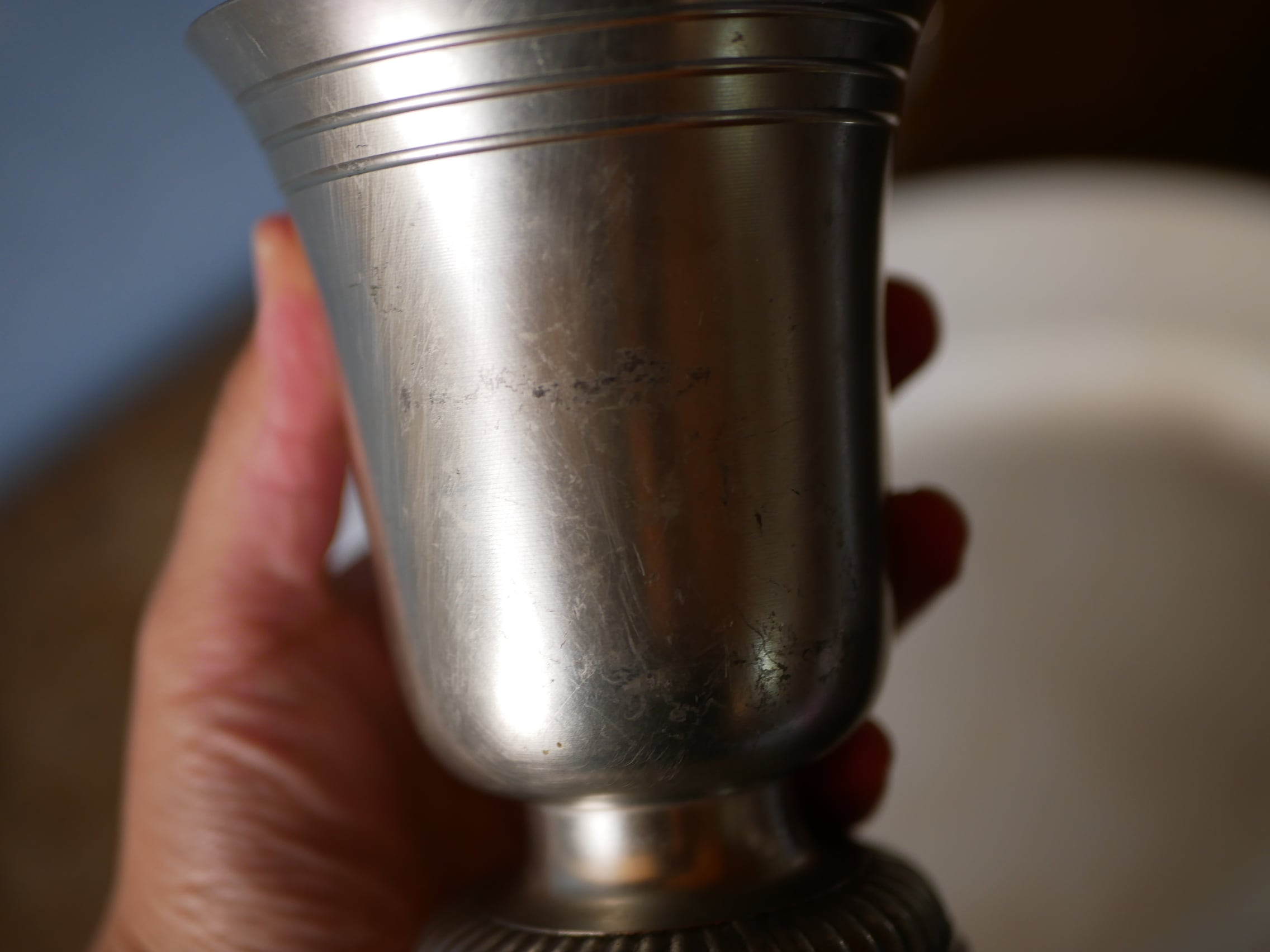 ピューター製 ゴブレット フラワーベース フランスアンティーク