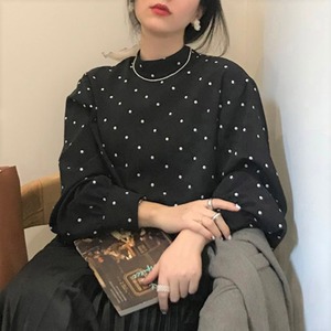 パフスリーブドットシャツ T0098